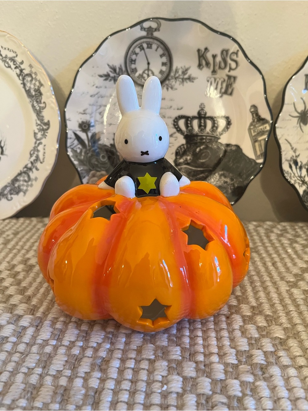 HTF Miffy Halloween Pumpkin Ceramic Candle House Blue Sky Clayworks VHTF Rare